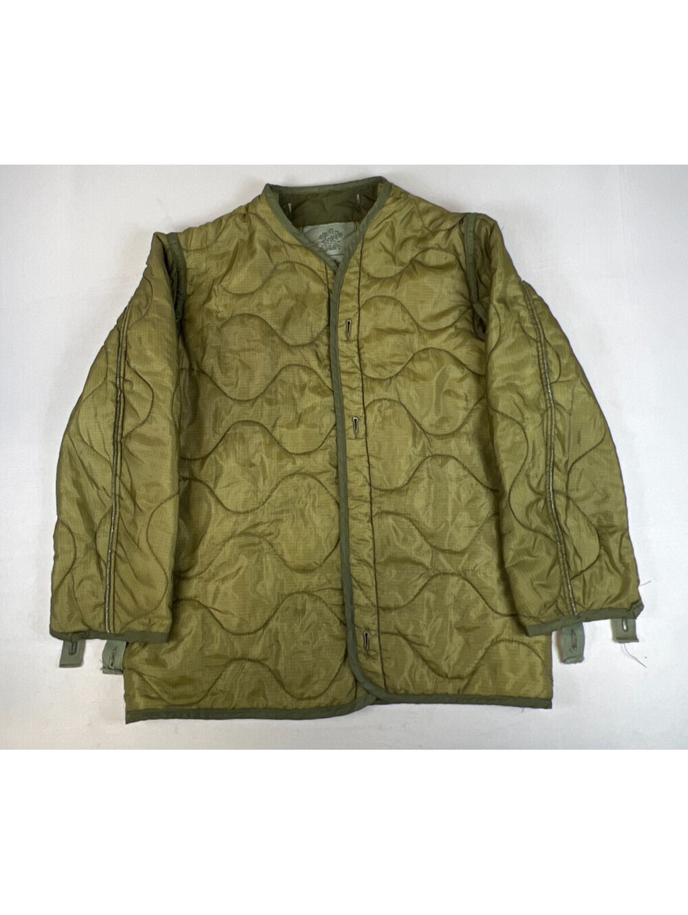 Military Cold Weather Field Coat Liner Men XS Green Quilted Jacket Vintage